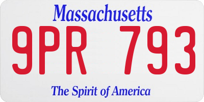 MA license plate 9PR793