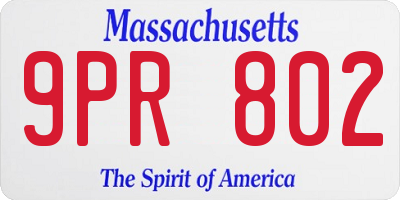 MA license plate 9PR802