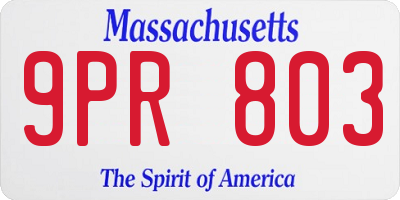 MA license plate 9PR803
