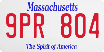 MA license plate 9PR804