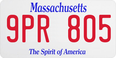 MA license plate 9PR805