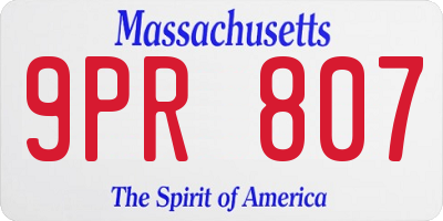 MA license plate 9PR807