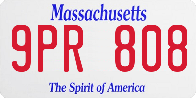 MA license plate 9PR808