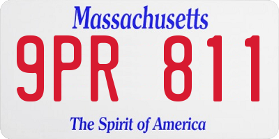 MA license plate 9PR811