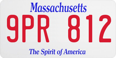 MA license plate 9PR812