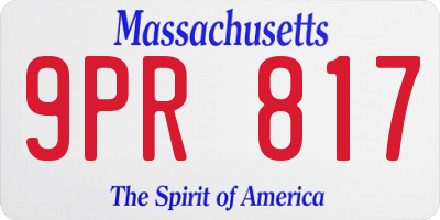 MA license plate 9PR817
