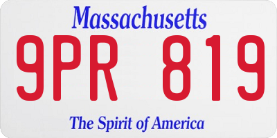 MA license plate 9PR819