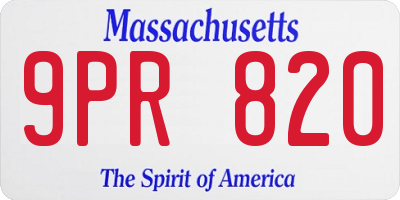 MA license plate 9PR820