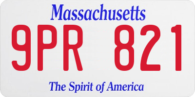 MA license plate 9PR821