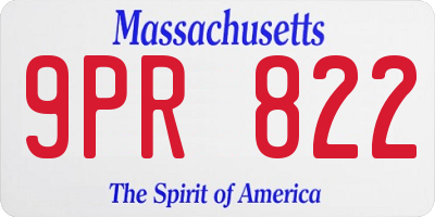 MA license plate 9PR822