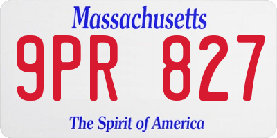 MA license plate 9PR827