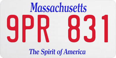 MA license plate 9PR831