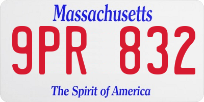 MA license plate 9PR832