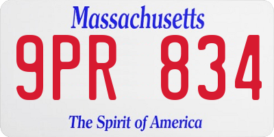 MA license plate 9PR834