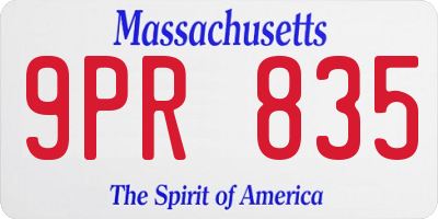 MA license plate 9PR835