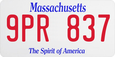MA license plate 9PR837
