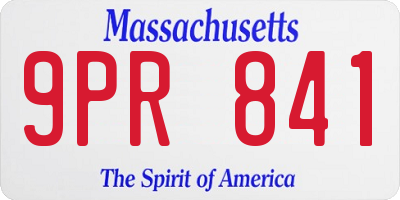 MA license plate 9PR841