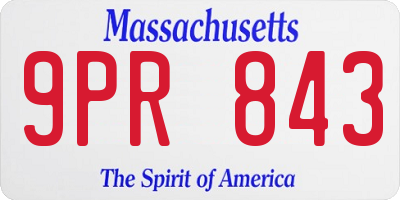 MA license plate 9PR843