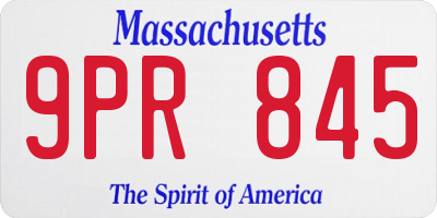 MA license plate 9PR845