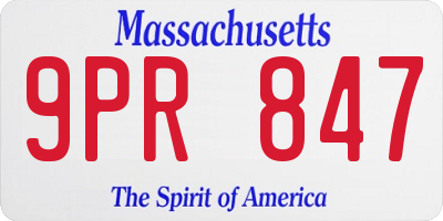 MA license plate 9PR847