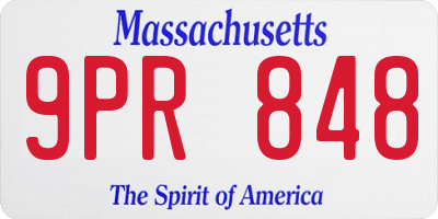 MA license plate 9PR848