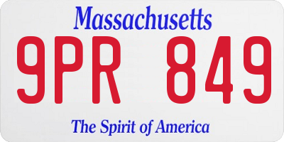 MA license plate 9PR849