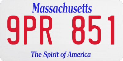 MA license plate 9PR851