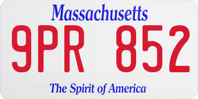 MA license plate 9PR852