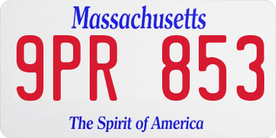 MA license plate 9PR853