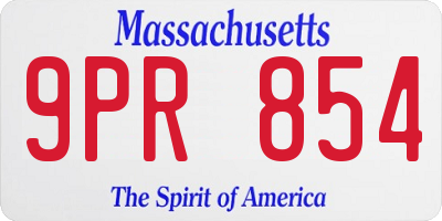 MA license plate 9PR854