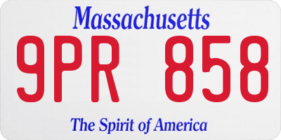 MA license plate 9PR858
