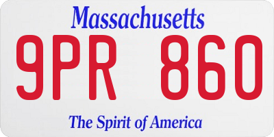 MA license plate 9PR860