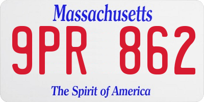 MA license plate 9PR862