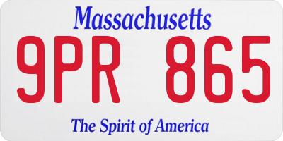 MA license plate 9PR865