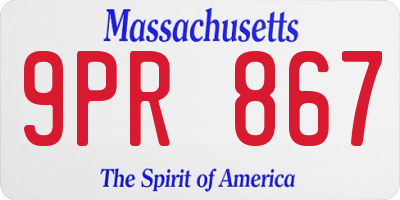 MA license plate 9PR867