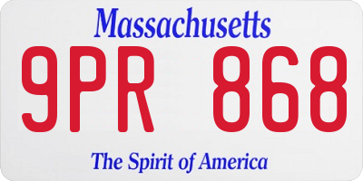 MA license plate 9PR868