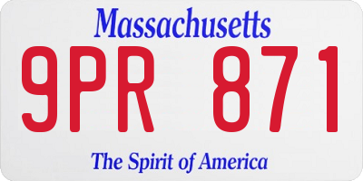 MA license plate 9PR871