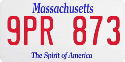 MA license plate 9PR873