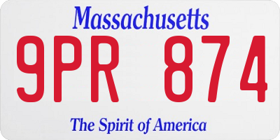 MA license plate 9PR874