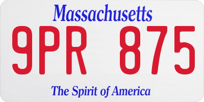 MA license plate 9PR875