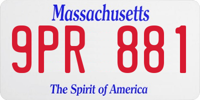 MA license plate 9PR881