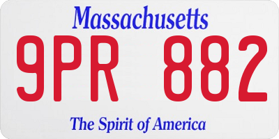 MA license plate 9PR882