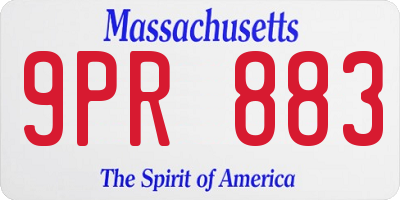 MA license plate 9PR883