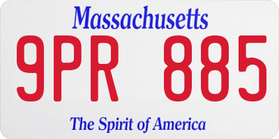 MA license plate 9PR885