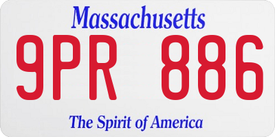 MA license plate 9PR886