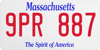 MA license plate 9PR887