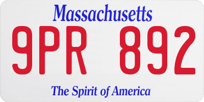 MA license plate 9PR892