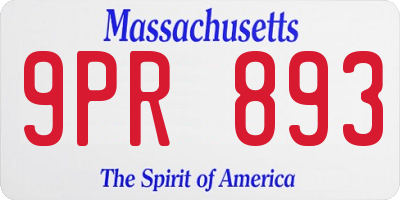MA license plate 9PR893