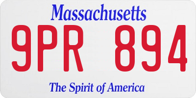 MA license plate 9PR894