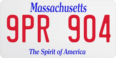 MA license plate 9PR904